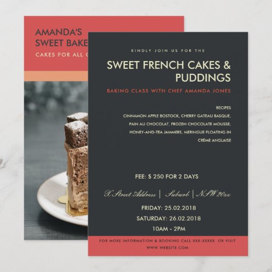 MODERN RODE ZWARTE FOTO WORKSHOP INVITE SJABLOON KAART (Voorkant / Achterkant)