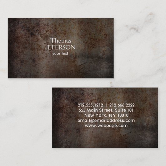 Modern roestmetalen textuur Visitekaartje (Voorkant / Achterkant)