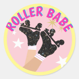 Modern Roller Babe Skater Derby Skating Gift Ronde Sticker