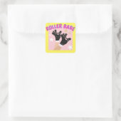 Modern Roller Babe Skater Derby Skating Gift Vierkante Sticker (Tas)
