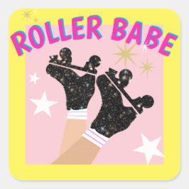 Modern Roller Babe Skater Derby Skating Gift Vierkante Sticker