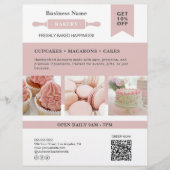 Modern Rolling Pin White Pink Bakery Business Flyer (Voorkant)