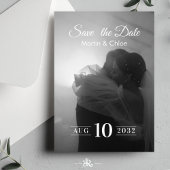 Modern Romantic Black and White Photo Wedding Kaart