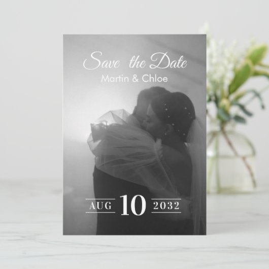 Modern Romantic Black and White Photo Wedding  Kaart (Staand voorkant)