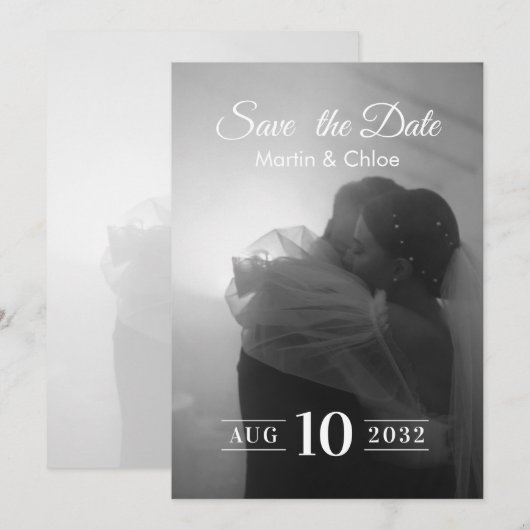 Modern Romantic Black and White Photo Wedding  Kaart (Voorkant / Achterkant)