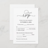 Modern Romantic, Black, Wedding Dinner RSVP Informatiekaartje (Voorkant / Achterkant)