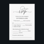 Modern Romantic, Black, Wedding Dinner RSVP Informatiekaartje<br><div class="desc">Dit is de prachtige Kaart Modern,  Calligrafie,  Romantic RSVP (Replage) Enclosure,  in Black font,  waar u de kleur kunt bewerken,  wijzigen en formatteren volgens uw ontwerpvereisten,  met maaltijdopties,  gereserveerde zitplaatsen,  nummerweergave en optie voor het aanvragen van nummers. #TeeshaDerrick</div>