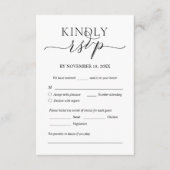 Modern Romantic, Black, Wedding Dinner RSVP Informatiekaartje (Voorkant)