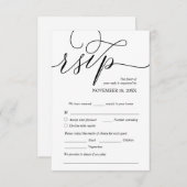 Modern Romantic, Black, Wedding Dinner RSVP Informatiekaartje (Voorkant / Achterkant)