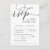 Modern Romantic, Black, Wedding Dinner RSVP Informatiekaartje (Voorkant)