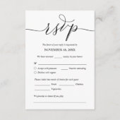Modern Romantic, Black, Wedding Dinner RSVP Informatiekaartje (Voorkant)