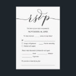 Modern Romantic, Black, Wedding Dinner RSVP Informatiekaartje<br><div class="desc">Dit is de prachtige Moderne,  Calligrafie,  Romantic RSVP (Replage) Enclosure Card,  in Black font,  waar u de kleur kunt bewerken,  wijzigen en formatteren volgens uw ontwerpvereisten,  met maaltijd,  gereserveerde zitplaatsen,  het aantal bezoekers en de optie voor het aanvragen van nummers.
#TeeshaDerrick</div>