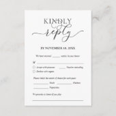 Modern Romantic, Black, Wedding Dinner RSVP Informatiekaartje (Voorkant)