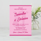 Modern Romantic Blush Pink Chevron Wedding Kaart (Staand voorkant)