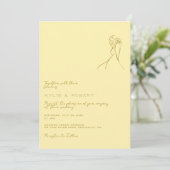 Modern Romantic Butter Yellow Wedding Kaart (Staand voorkant)