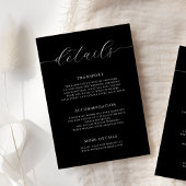 Modern Romantic Calligraphy Black Wedding Details Informatiekaartje