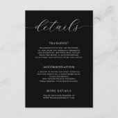 Modern Romantic Calligraphy Black Wedding Details Informatiekaartje (Voorkant)