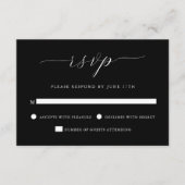 Modern Romantic Calligraphy Black Wedding RSVP Kaartje (Voorkant)