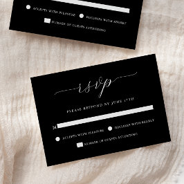 Modern Romantic Calligraphy Black Wedding RSVP Kaartje