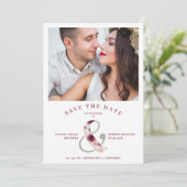 Modern Romantic Classic Floral Pink Shades Photo Save The Date (Staand voorkant)