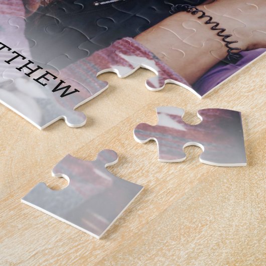 Modern Romantic Couple Photo Monogram Names Legpuzzel (Zijkant)