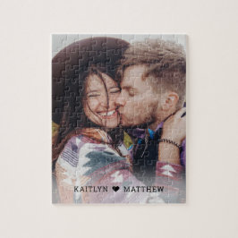 Modern Romantic Couple Photo Monogram Names Legpuzzel