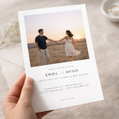 Modern Romantic Elegant Photo Wedding Invitation Kaart