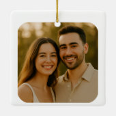 Modern Romantic Engagement Photo Keepsake Keramisch Ornament (Achterkant)