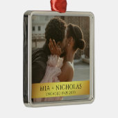 Modern Romantic Engagement Photo Metalen Ornament (Rechts)