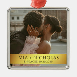 Modern Romantic Engagement Photo Metalen Ornament