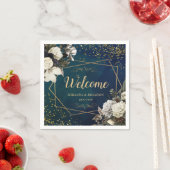 Modern Romantic Floral Gold Wreath Wedding Servet (Insitu)