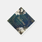 Modern Romantic Floral Gold Wreath Wedding Servet (Hoek)