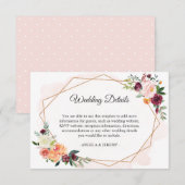 Modern Romantic Floral Wedding Reception Details Informatiekaartje (Voorkant / Achterkant)