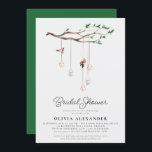 Modern Romantic Flowers Lights Vrijgezellenfeest Kaart<br><div class="desc">Moderne Romantische bloemen| Lichtjes Vrijgezellenfeest Ventilator - delicate bloemen en lantaarns met kaarsen hangen van een boomtak in het bos. De uitnodiging kenmerkt ook heerlijke manuscripttypografie. Lush,  emerald green complimenteert de uitnodiging. U kunt de achtergrondkleur van de uitnodiging in het ontwerphulpmiddel voor uw trouwthema gemakkelijk veranderen.</div>