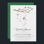 Modern Romantic Flowers Lights Vrijgezellenfeest Kaart<br><div class="desc">Moderne Romantische bloemen| Lichtjes Vrijgezellenfeest Ventilator - delicate bloemen en lantaarns met kaarsen hangen van een boomtak in het bos. De uitnodiging kenmerkt ook heerlijke manuscripttypografie. Lush,  emerald green complimenteert de uitnodiging. U kunt de achtergrondkleur van de uitnodiging in het ontwerphulpmiddel voor uw trouwthema gemakkelijk veranderen.</div>