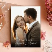 Modern Romantic Handwritten Script Photo Wedding Bedankkaart