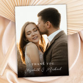 Modern Romantic Handwritten Script Photo Wedding Bedankkaart