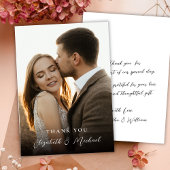 Modern Romantic Handwritten Script Photo Wedding Bedankkaart
