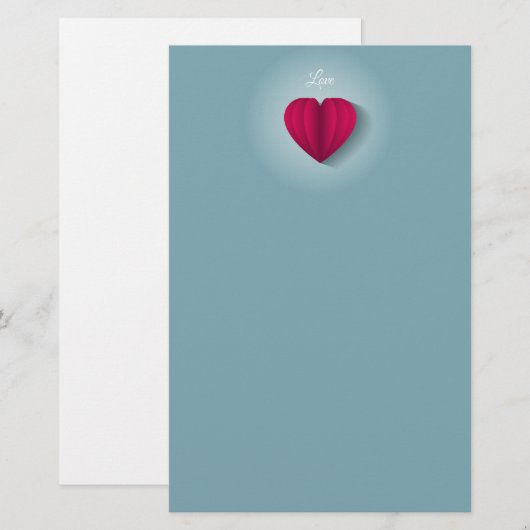 Modern Romantic Heart Love Briefpapier (Voorkant / Achterkant)