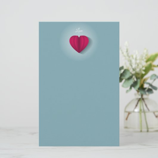 Modern Romantic Heart Love Briefpapier (Staand voorkant)