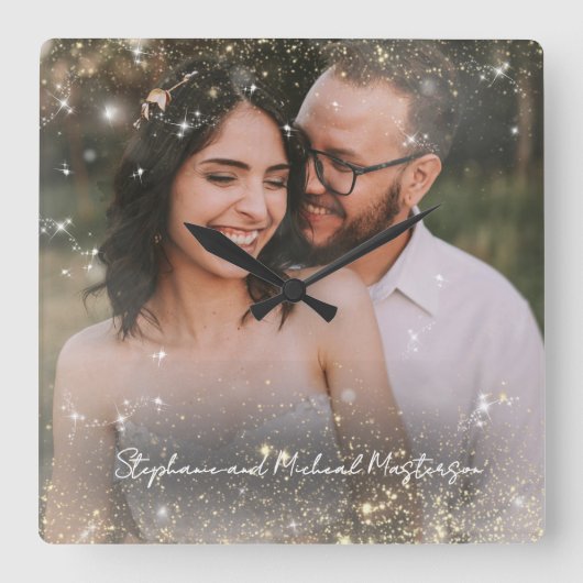 Modern Romantic Love Keepsake Trust Magic Wedding  Vierkante Klok (Voorkant)