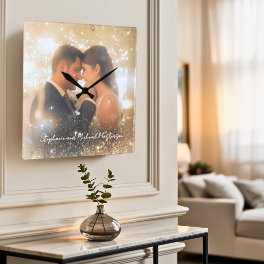 Modern Romantic Love Keepsake Trust Magic Wedding  Vierkante Klok