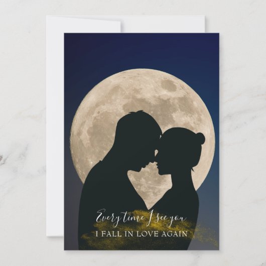 Modern Romantic Moon Couple Silhouette Save The Date (Voorkant)