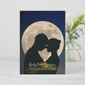 Modern Romantic Moon Couple Silhouette Save The Date (Staand voorkant)