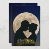 Modern Romantic Moon Couple Silhouette Save The Date (Voorkant / Achterkant)