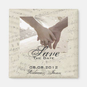 Modern Romantic Music Wedding Save the date Magneet