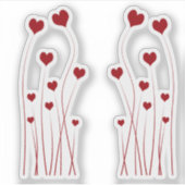 Modern Romantic Red Love Hearts Sticker (Voorkant)