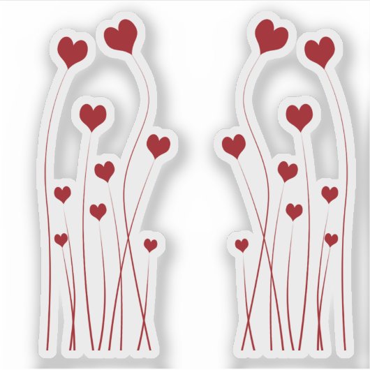 Modern Romantic Red Love Hearts Sticker (Voorkant)