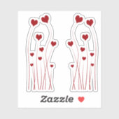 Modern Romantic Red Love Hearts Sticker (Vel)