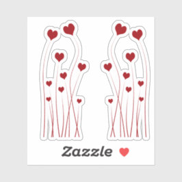 Modern Romantic Red Love Hearts Sticker